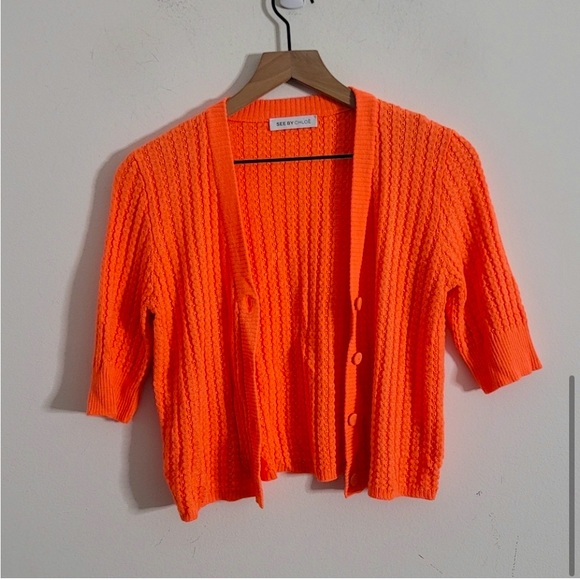 See By Chloe Sweaters - See By Chloe Orange Cardigan